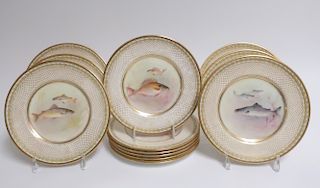12 Royal Daulton Porcelain fish Plates