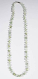 CHINESE STERLING SILVER & JADE BEAD NECKLACE