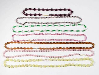 ASSORTED GLASS-BEAD NECKLACES, LOT OF SEVEN