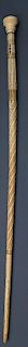 WHALER CARVED WHALE IVORY AND WHALEBONE WALKING STICK