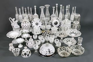 COLLECTION OF WHITE CUT-TO-CLEAR COLORLESS GLASS ARTICLES, BOHEMIAN
