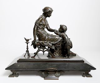 ANTOINE PIERRE AUBERT NEOCLASSICAL FIGURAL GROUP OF MOTHER AND CHILD