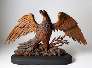 FINE AMERICAN CARVED OVER THE DOOR EAGLE SCULPTURE