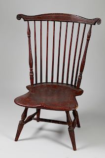 Rare Nantucket Fire Side Fan Back Windsor Side Chair