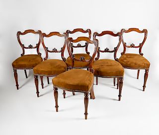 SET OF SIX WILLIAM IV CARVED MAHOGANY DINING CHAIRS