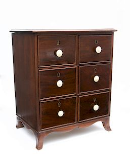 MASSACHUSETTS MAHOGANY AND WHALE IVORY SPICE CHEST