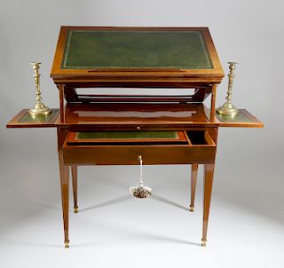 FRENCH LOUIS XVI MAHOGANY AND TOOLED LEATHER ARCHITECT'S TABLE