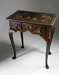 QUEEN ANNE BLACK JAPANNED DRESSING TABLE