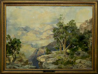 THOMAS MORAN COLOR CHROMOLITHOGRAPH “THE GRAND CANYON OF ARIZONA VIEW FROM HERMIT RIM ROAD”