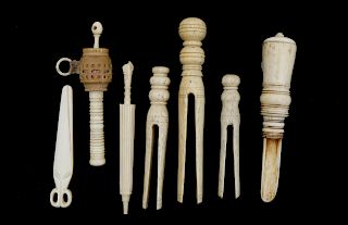 GROUP OF DOMESTIC WHALEBONE IMPLEMENTS