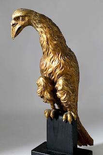 AMERICAN CARVED AND GILT PERCHED EAGLE