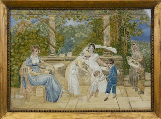  ENGLISH SILK EMBROIDERY “CHILDREN AT PLAY”