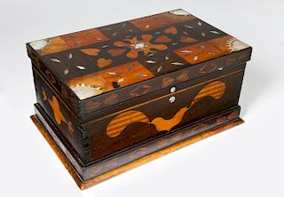 WHALER MADE INLAID LADY'S DRESSING BOX
