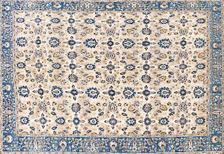 TURKISH HAND WOVEN BLUE AND TAUPE CARPET