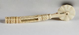 WHALEMAN CARVED WHALE IVORY MINIATURE PIE CRIMPER