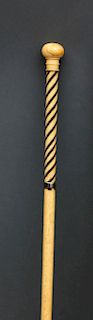 WHALER CARVED WHALE IVORY AND WHALEBONE YOUTH WALKING STICK