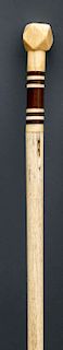 POLYHEDRON CARVED WHALE IVORY KNOB WALKING STICK
