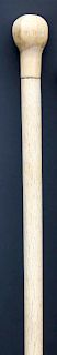 WHALER CARVED WHALE IVORY AND WHALEBONE "GOING ASHORE" WALKING STICK