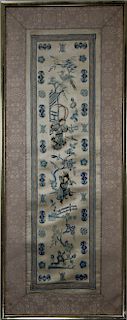 Chinese, Framed Needlepoint Silk Tapestry. Qing