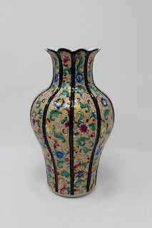 Chinese, Handpainted Porcelain Floral Vase. Signed