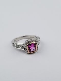 14K Gold / Platinum Pink Sapphire & Diamond Ring