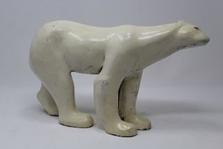 1976 Painted Bronze Polar Bear Sculpture, Signed