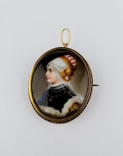 Painted Porcelain Cameo Pin