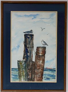 A. Copley Signed Nautical Watercolor