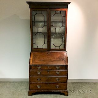 Georgian Glazed Mahogany Desk/Bookcase