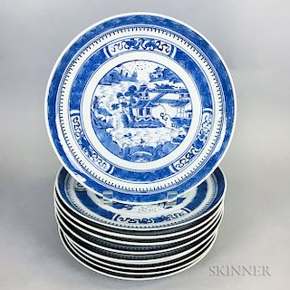 Set of Ten Canton Porcelain Dinner Plates
