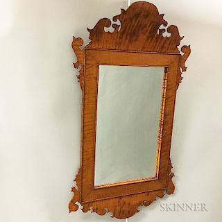 Chippendale-style Tiger Maple Scroll-frame Mirror