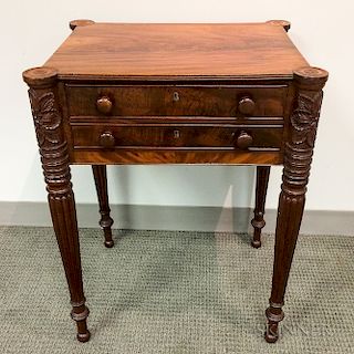 Carved Mahogany Worktable