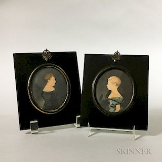 Pair of Framed Watercolor Portrait Miniatures