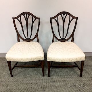 Pair of Federal-style Carved Mahogany Shield-back Side Chairs