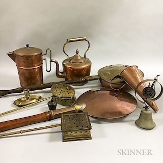 Ten Mostly Copper Hearth and Utilitarian Items