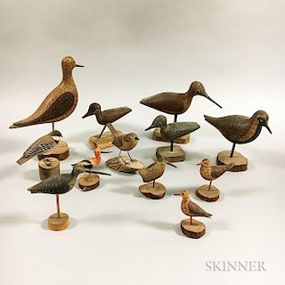Twelve Carved and Painted Wood Shorebirds
