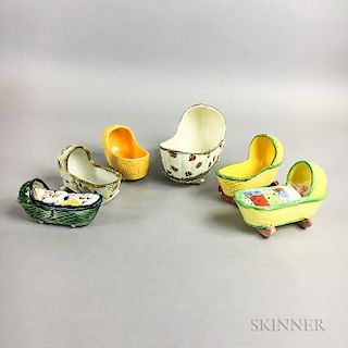 Six Staffordshire Ceramic Cradles