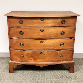 Chippendale Birch Bow-front Chest of Drawers