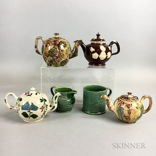 Six Small Staffordshire Glazed Ceramic Items