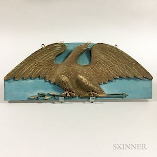 Carved and Painted Pine Spreadwing Eagle Plaque