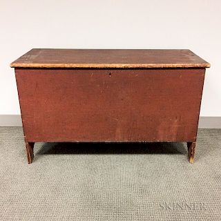 Country Red-painted Pine Six-board Chest