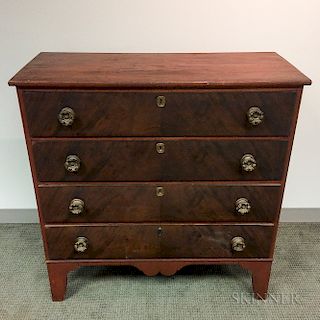 Federal Red- and Grain-painted Pine Chest of Drawers