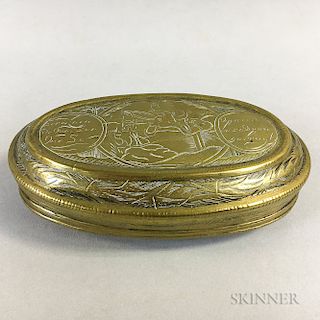 Dutch Engraved Brass Tobacco Box
