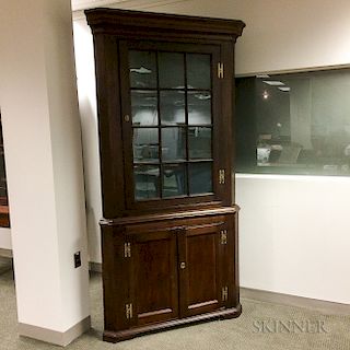 Country Glazed Maple and Pine Corner Cupboard