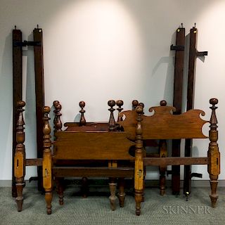 Three Late Federal Maple Cannonball Beds.  Estimate $300-500