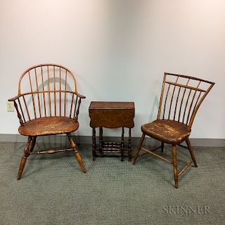 Two Windsor Chairs and a Diminutive William and Mary-style Gate-leg Table