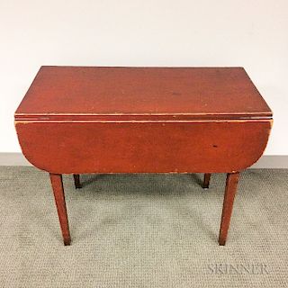 Federal Red-painted Maple and Pine One-drawer Drop-leaf Table