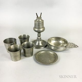Seven Pieces of American Pewter Tableware