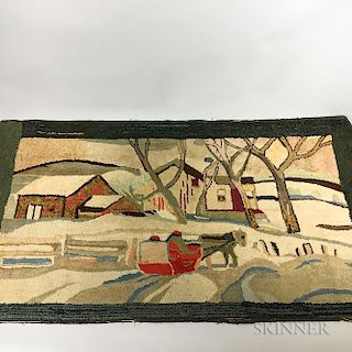 Pictorial Hooked Rug
