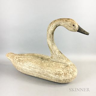 Large Carved and Painted Swan